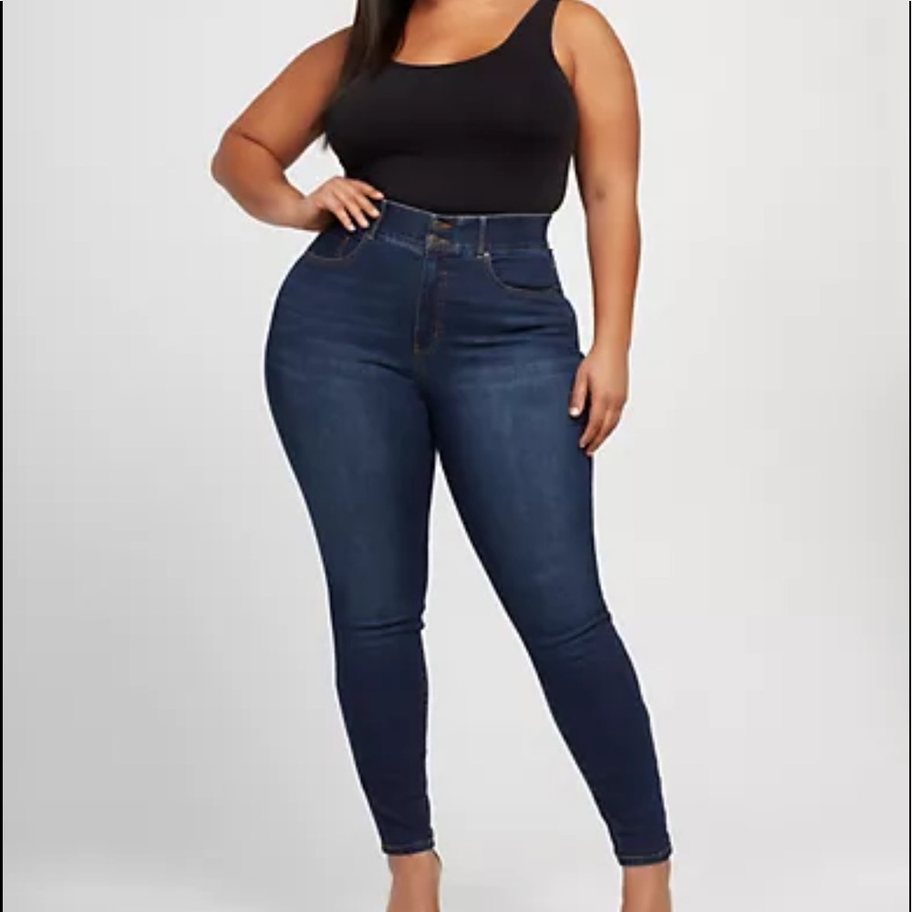 Dark Wash Curvy Skinny Jeans Tall Inseam | Fashion To Figure